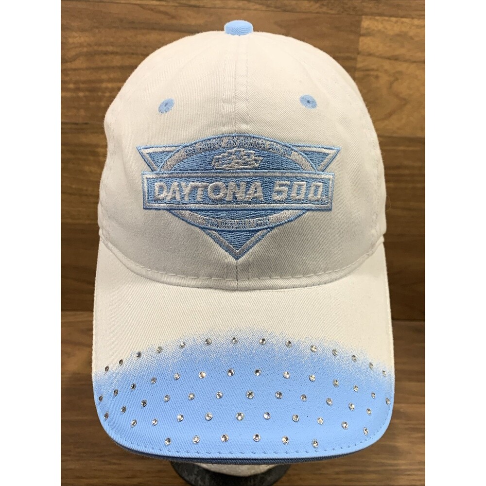 Nascar Daytona 500 Hat 54th Annual 2012  White/Lite Blue W/ Rhinestones